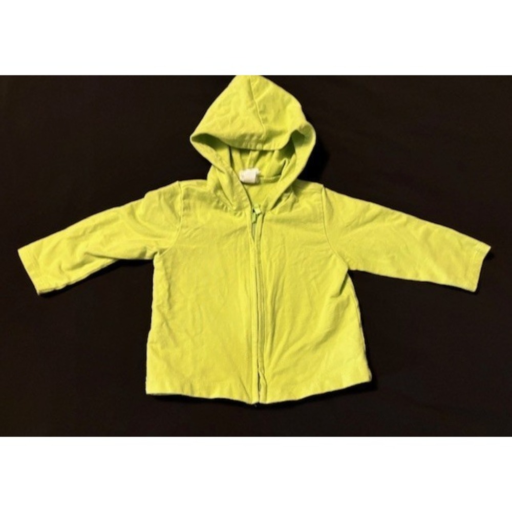 Gap factory hooded zip up sweatshirt, size 6-12 months, bright yellow/green